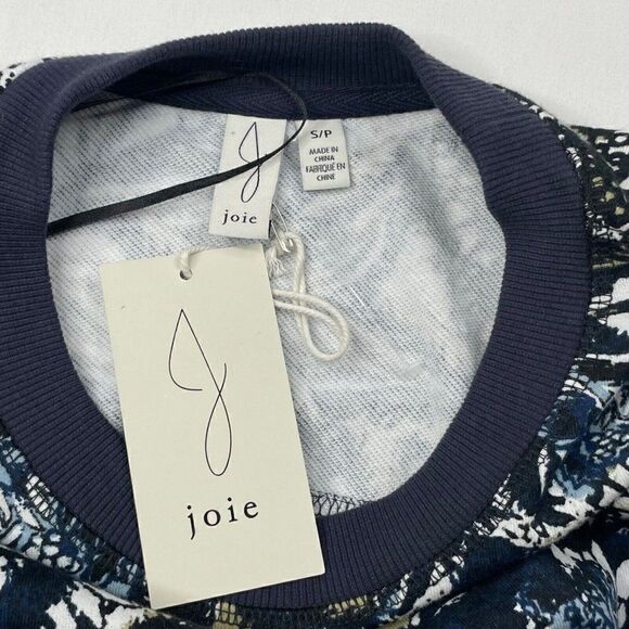 Joie Caleigh Blue Floral Cropped Sweatshirt NEW - Picture 4 of 8